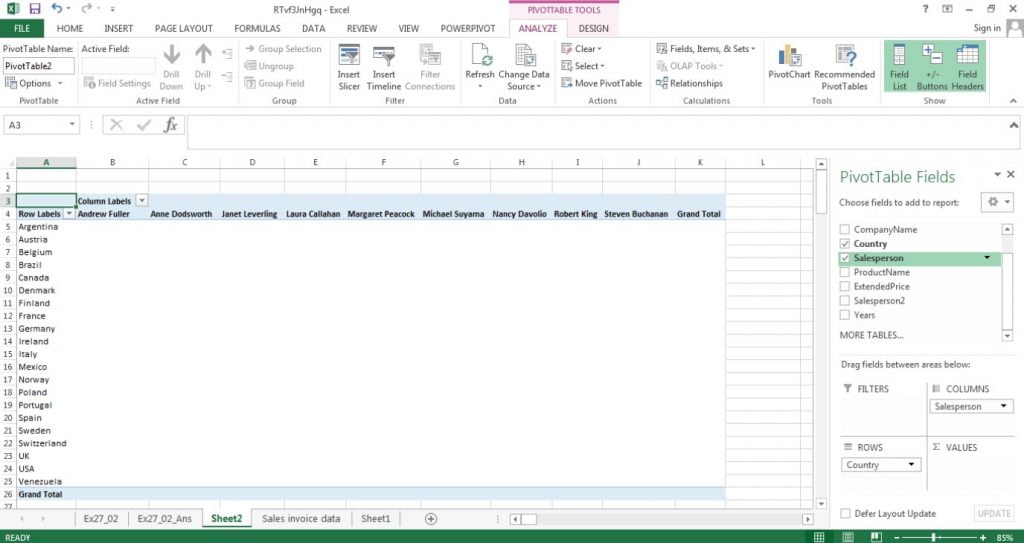How to create a PivotTable in Excel - AAT Comment